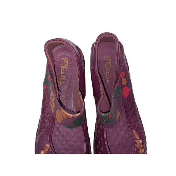 Tin Rui Shoes Womens 7.5 Slip On  Mary Jane Leather Multicolor Comfort Flower - Picture 7 of 12